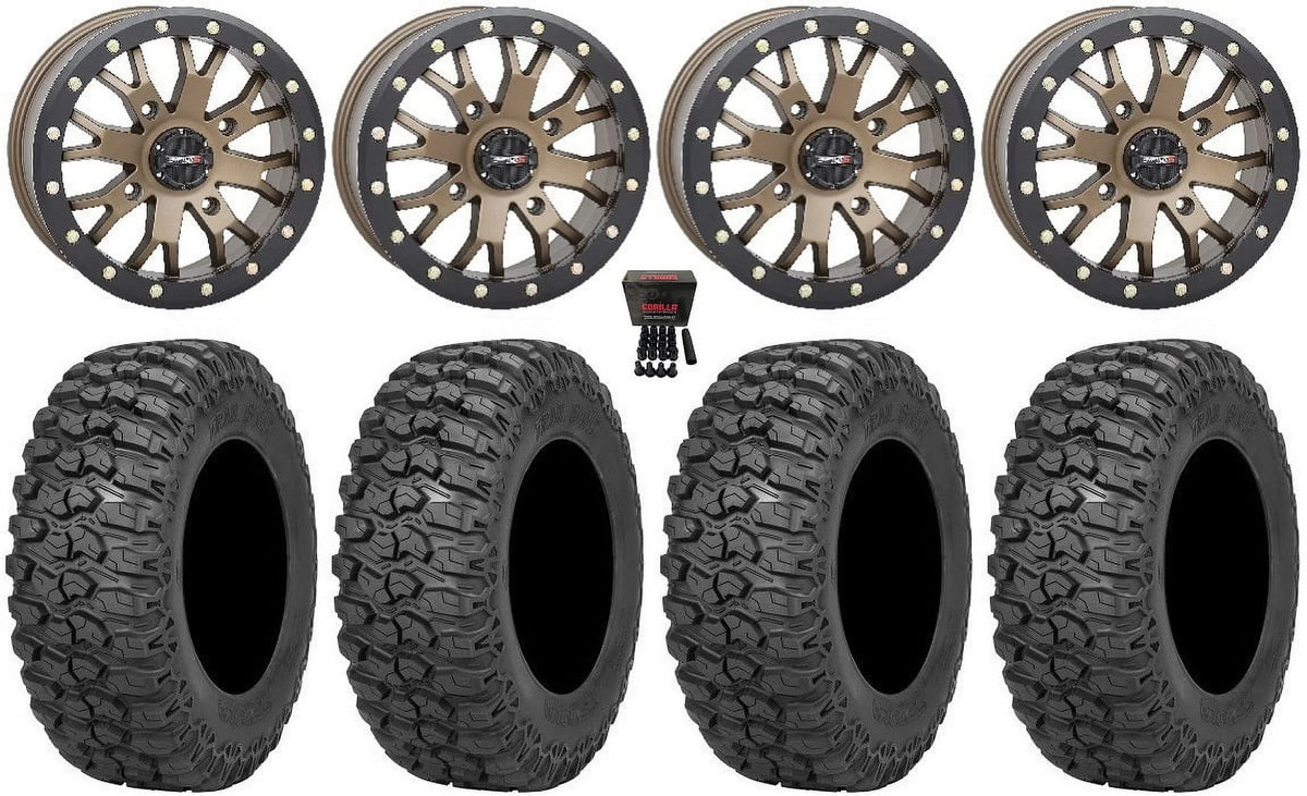 Saw Commander System Tires 32" 3 Bronze Renegade Outlander Maverick SB-4 2.0 Wheels 15" Defender Trail Can-Am (6+1)