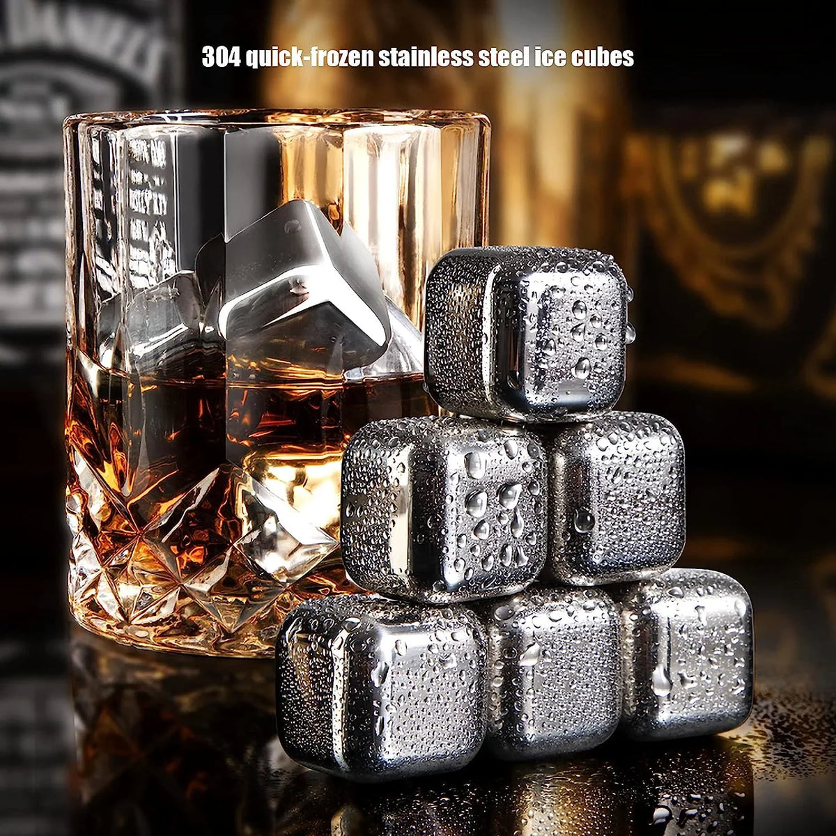 Stainless Tonic Party Rocks Reusable Pieces,Color:Square) Whisky Men Gin Women(Size:8 Cooling Chilling Steel Drinks Ice Metal Wine Stones Scotch Cube for Whisky