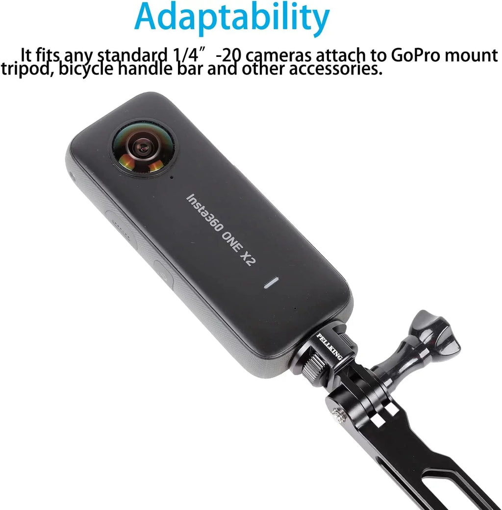 Conversion Aluminum Screw Insta360 Mount, X2 Camera X3 Alloy Adapter CNC Tripod Head for One Adapter 1/4" X/