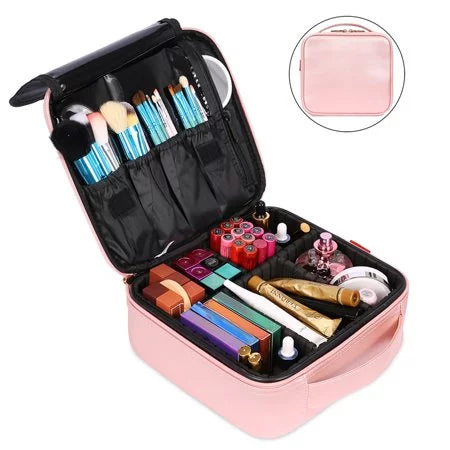 Women Accessories Travel Adjustable Organizer with Storage Brush Tool Bag Digital Toiletry ZBH Makeup Make Train Case Makeup Up for Compartments Jewelry Makeup Cosmetic