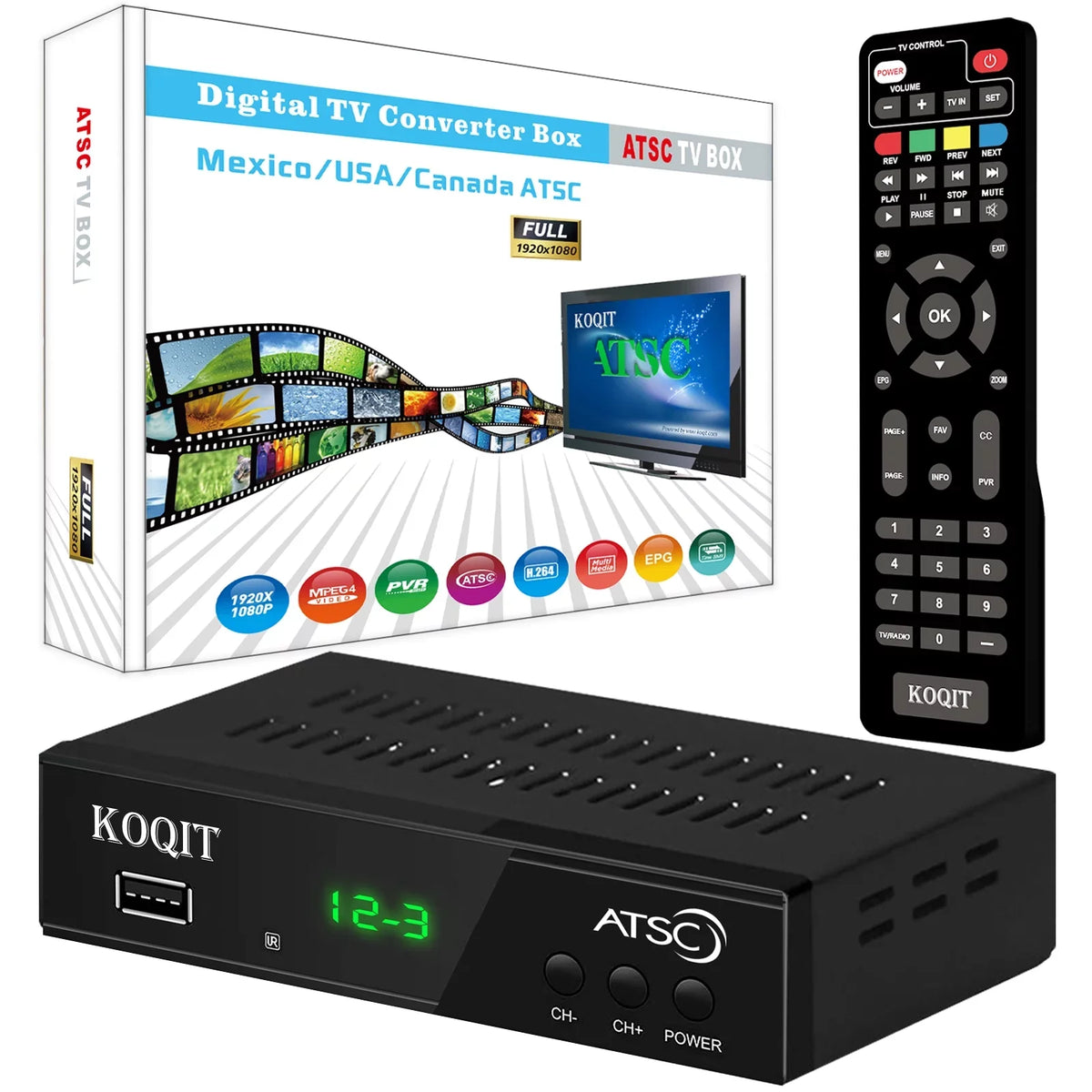 ATSC Recorders to Digital, TV Box USB, OTA Hours, 12/24 Digital to Converter Box Set Coax HDMI Top Digital Box, Clock to Analog tv Multimedia Tuner