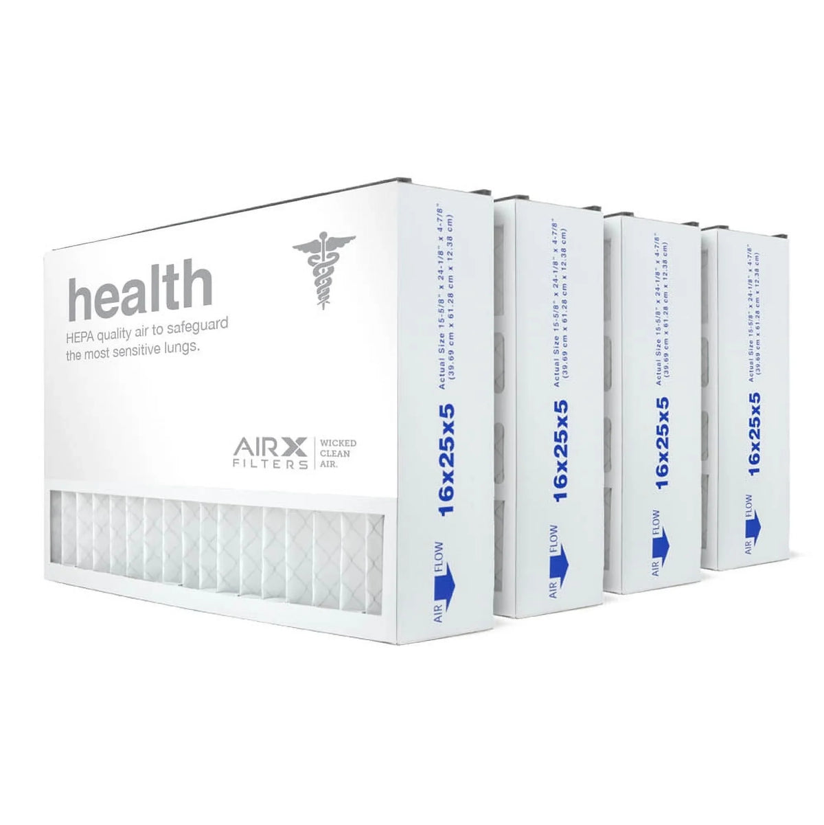 MERV Bear HEALTH Filter Air - Replacement 255649-105 4-Pack 16x25x5 AIRx 13, Air