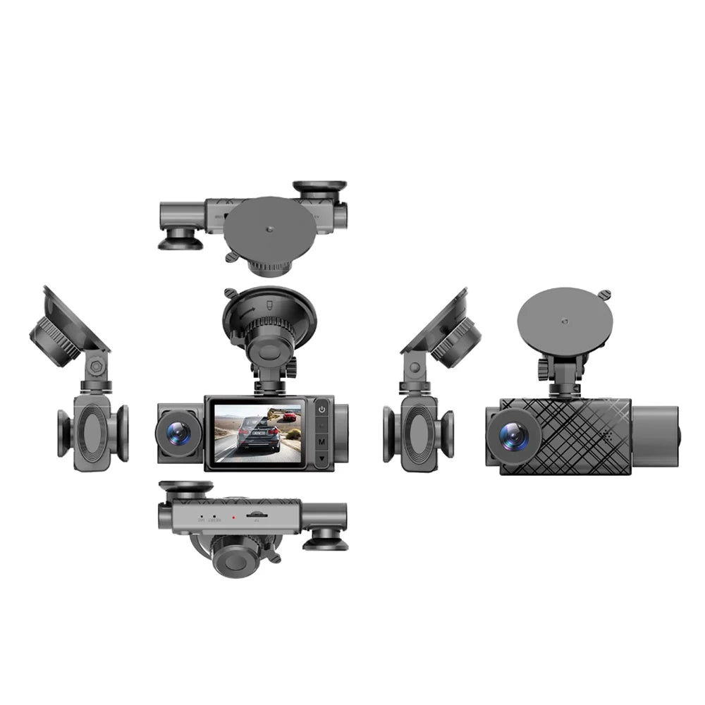 Recorder Car Recorder 2in Driving Anself 3 Cameras Multi-Language Car Dash Cam Clear Recording Mirror Auto Video Rearview Safety Car