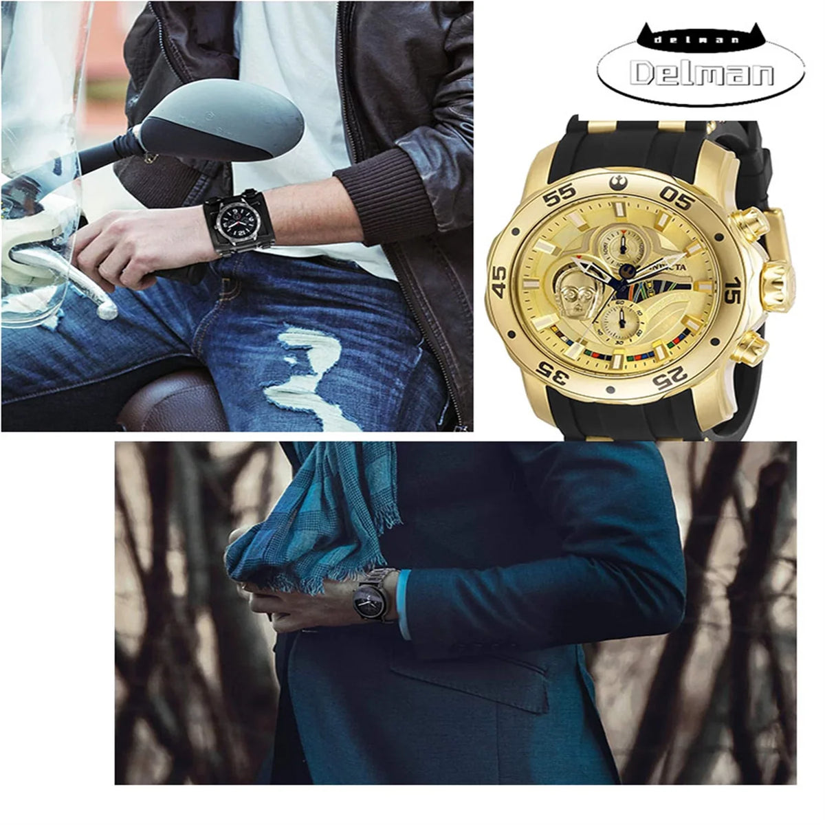 Watch Chronograph 32529 Quartz Men's Wars C-3PO Star