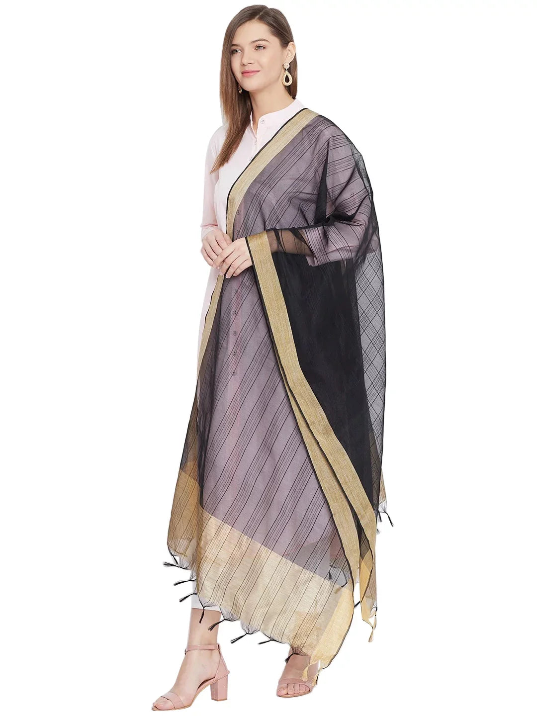 Plain Shawl Scarf Black Stole, Ethnic Woman's Chunni, Indian eloria Dupatta, Wrap