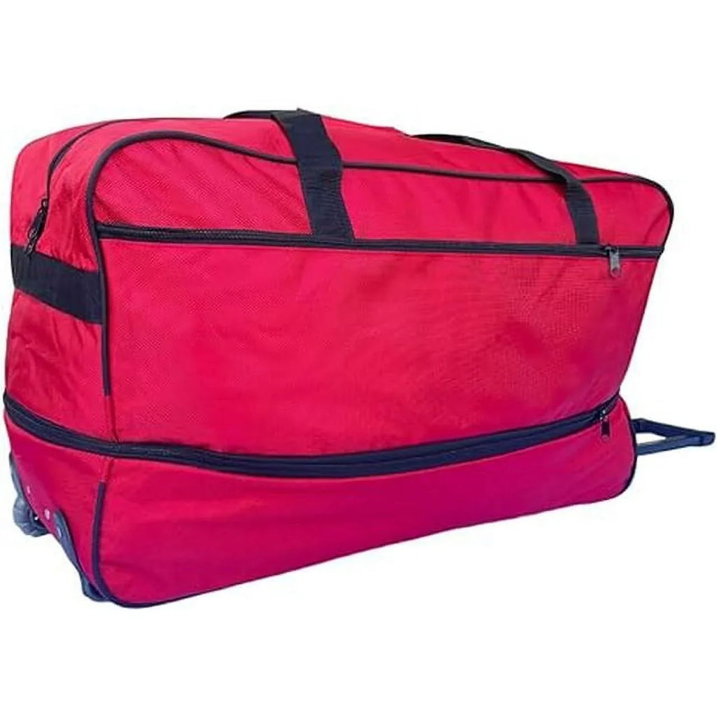 Duty - Heavy Travel Bar Iron Red Wheels System, - Collapsible 28" with Multi-Pocket Duffle Bag Bag