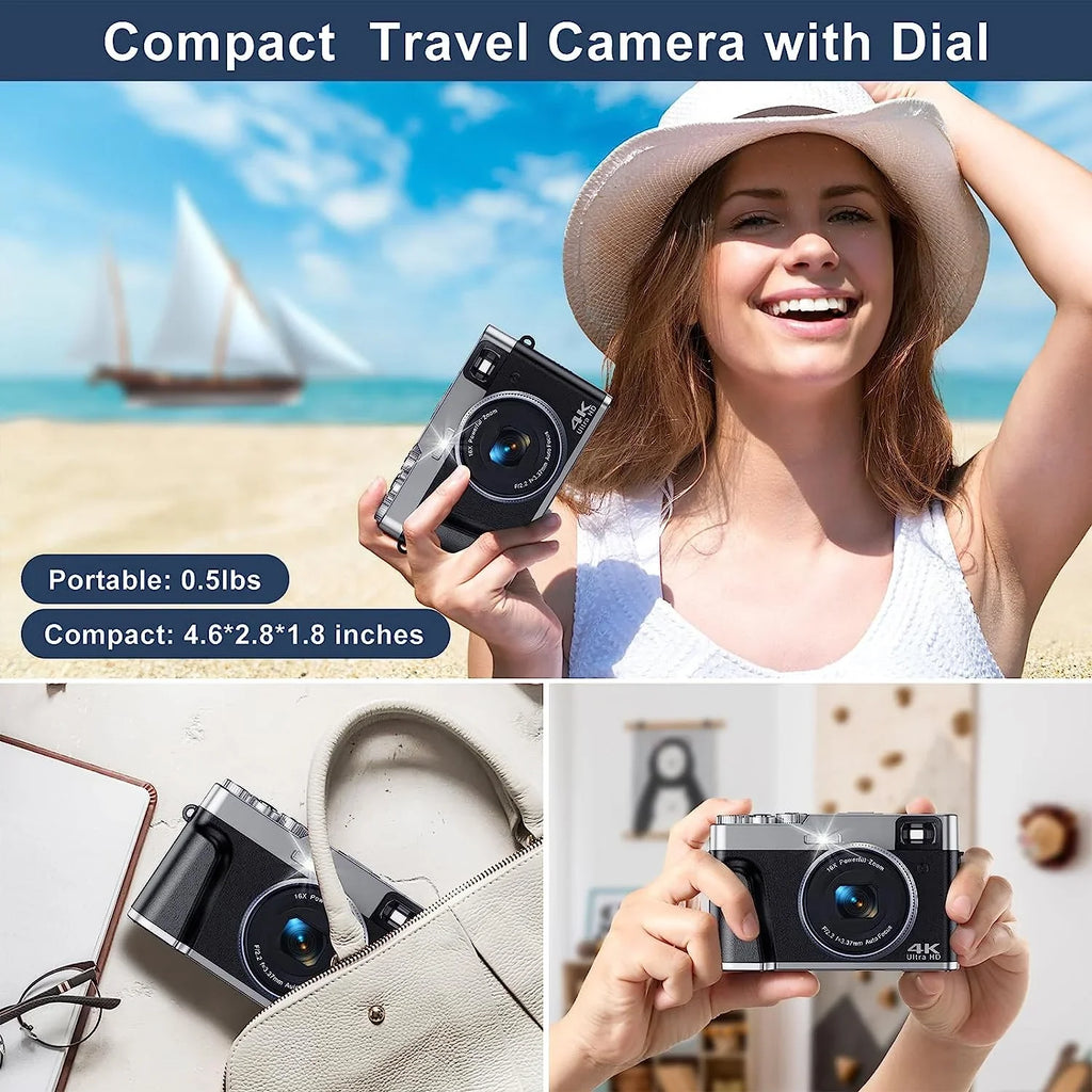 YouTube for Camera Camera with Video 4K 16X 32GB Card Autofocus for SD 4K 48MP Vlogging Photography Digital Zoom Digital Camera