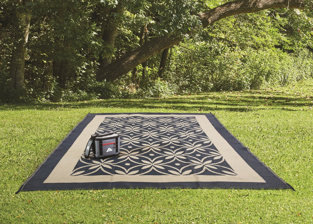 / Good RV RV 9x12ft Flower Garden and for Auto Tan Mat, Patios Blue Drive Design Reversible Patio