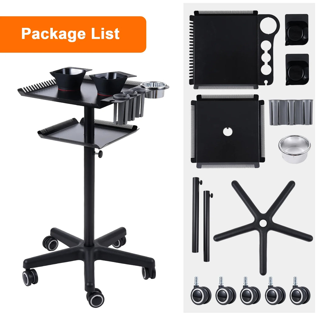 Wheels Cart 2-tier Trolley,Station Hair Stand Salon Movable With Bestauty Cart 2 Clinic Salon Adjustable Adjustable Hair Salon Beauty On Salon Beauty Salons Adjustable 2 Hair Cart Stand Salon Movable