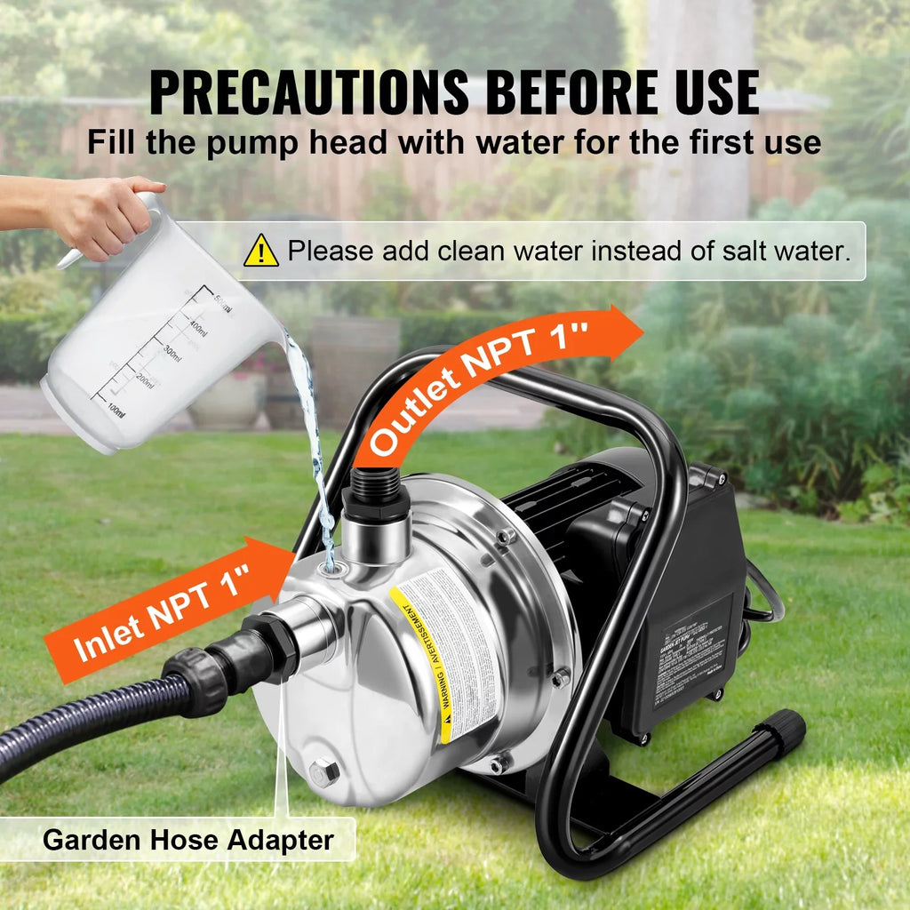 Lawn Portable Lake 1.5 Sprinkler 87 GPH 1200 Pressure, WaterTransfer for ft Pumps Booster system, 115V, Fountain, Steel Max Pump, Jet BENTISMShallowWell Stainless Height, 164 psi Irrigation HP Garden