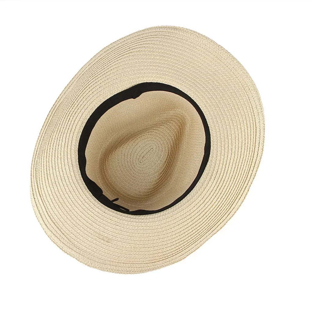 Sun Hat Western Cowboy Packable Women Brim Trilby Straw Beige Style Floppy Big