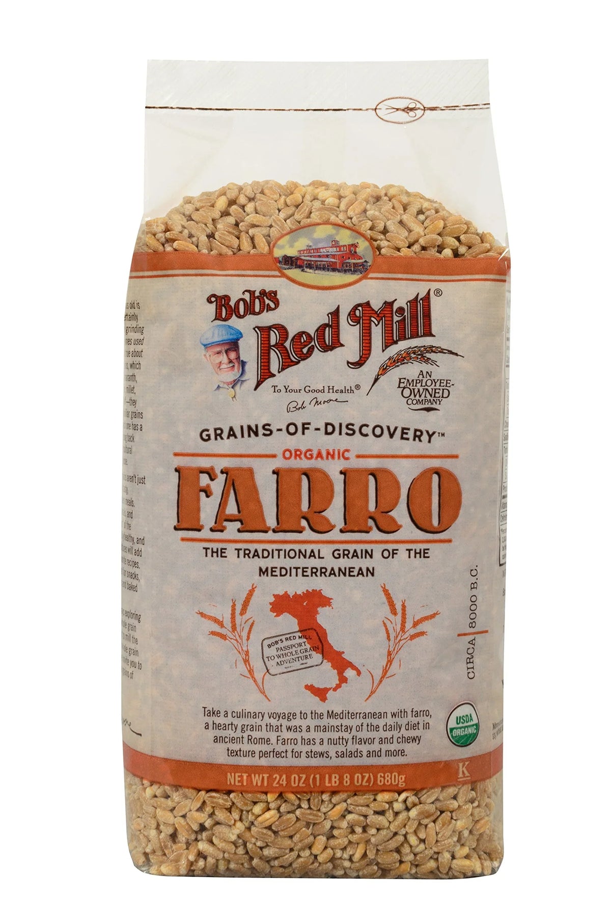 Organic 4) Grain, 24 Mill Ounce Farro Red (Pack of Bob's