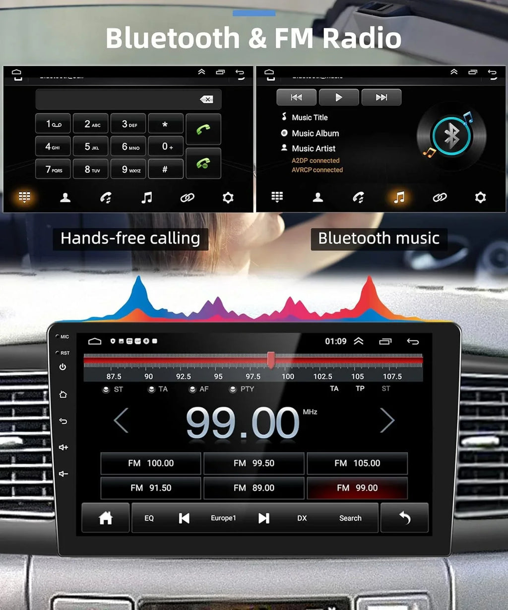 Corolla USB Android SWC Bluetooth 1G+32G Car RCA Wireless Toyota Radio Screen Camera with Stereo THONZER ex + Backup Carplay, 2007-2012 WiFi for 9 Car Link GPS Touch Mirror FM Inch Rimoody
