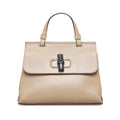 Leather Daily Pre-Owned Satchel Calf (Good) Medium Gucci Brown Bamboo Authenticated Unisex