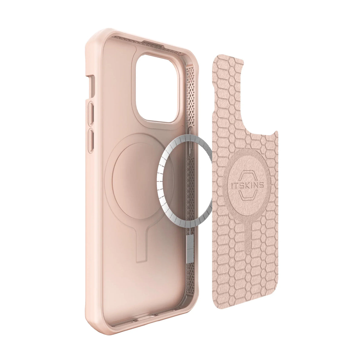 MAGSAFE LIGHT - CASE ITSKINS FOR COMPATIBLE - 14 (6.1") RECYCLED SILK SPECTRUM-R PINK MATERIALS 100% IPHONE SERIES PRO - -