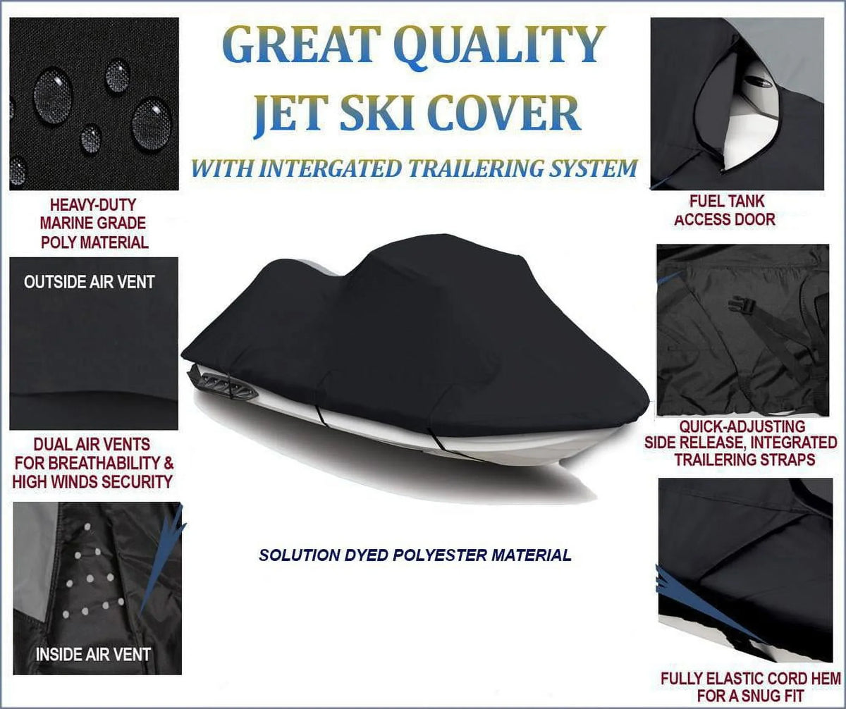 600 1997-2006 Kawasaki / Compatible PWC JetSki Cover Jet BLACK 2001 1100 Cover 2002 STS DENIER Ski STX / 900 1997-1999 900 STX for