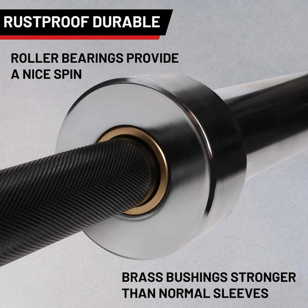 Chrome Weights Solid POUND Barbell Black Lifting Power Bar Olympic Chrome Lifting Hard Barbells,1000