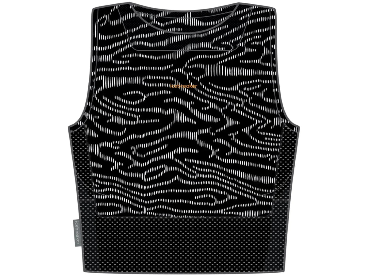 ZoneKnit Bra-Tank Women's, Black/Snow/Aop, Lines Topo S Cropped - Icebreaker 125