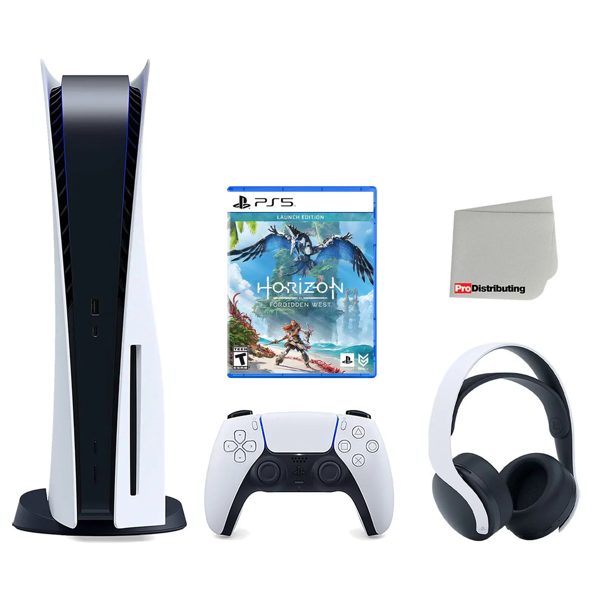 Cloth West Horizon PULSE White 5 Version Cleaning Playstation Headset, 3D Forbidden Sony Console with and Disc