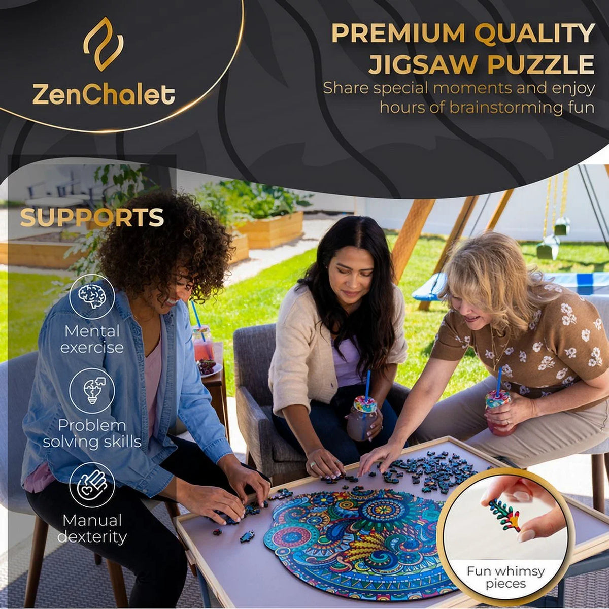 1000 Pieces Adults Puzzle for ZenChalet Retro featuring Floral Wooden Premium Jigsaw