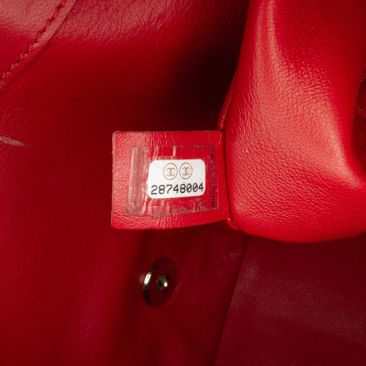 Carry Satchel Easy Unisex Pre-Owned Chanel (Good) Authenticated Lambskin Red Small Flap Leather Bag