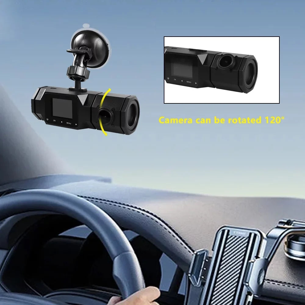 Cam with Car Recording, SOATUTO Front Motion IPS Detection, Dashboard Recorder 1.5in Parking and Driving 2 Dual Locked, Accident Channel Vision, Night 1080P Dash IR Camera Cabin Loop Monitoring,