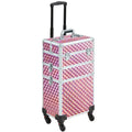 Topeakmart Train Large Trolley 3-in-1 Storage, Pink Case Cosmetic Makeup Rolling with