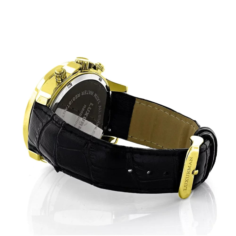 Leather Two Men's Black Watch Straps Diamond Extra with