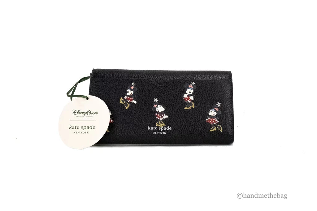 Disney Black Kate Leather Mouse Handbag Crossbody Minnie Wallet (K9760) Spade X