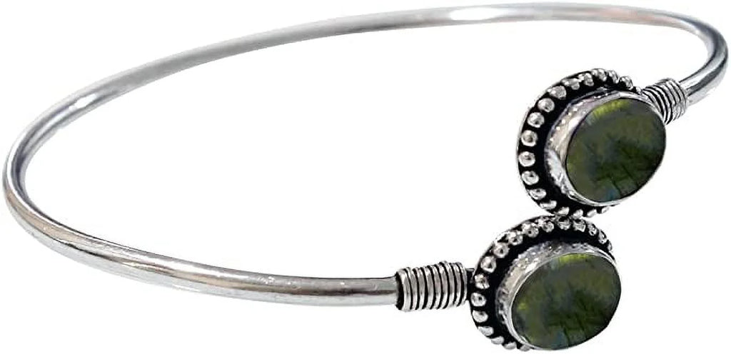 Gemstone Designer Modern Tribal Women, Handmade Bohemian Natural Boho Fashion labradorite Bracelet, Party Plated Jewellery Design Silver For Bracelet Cuff