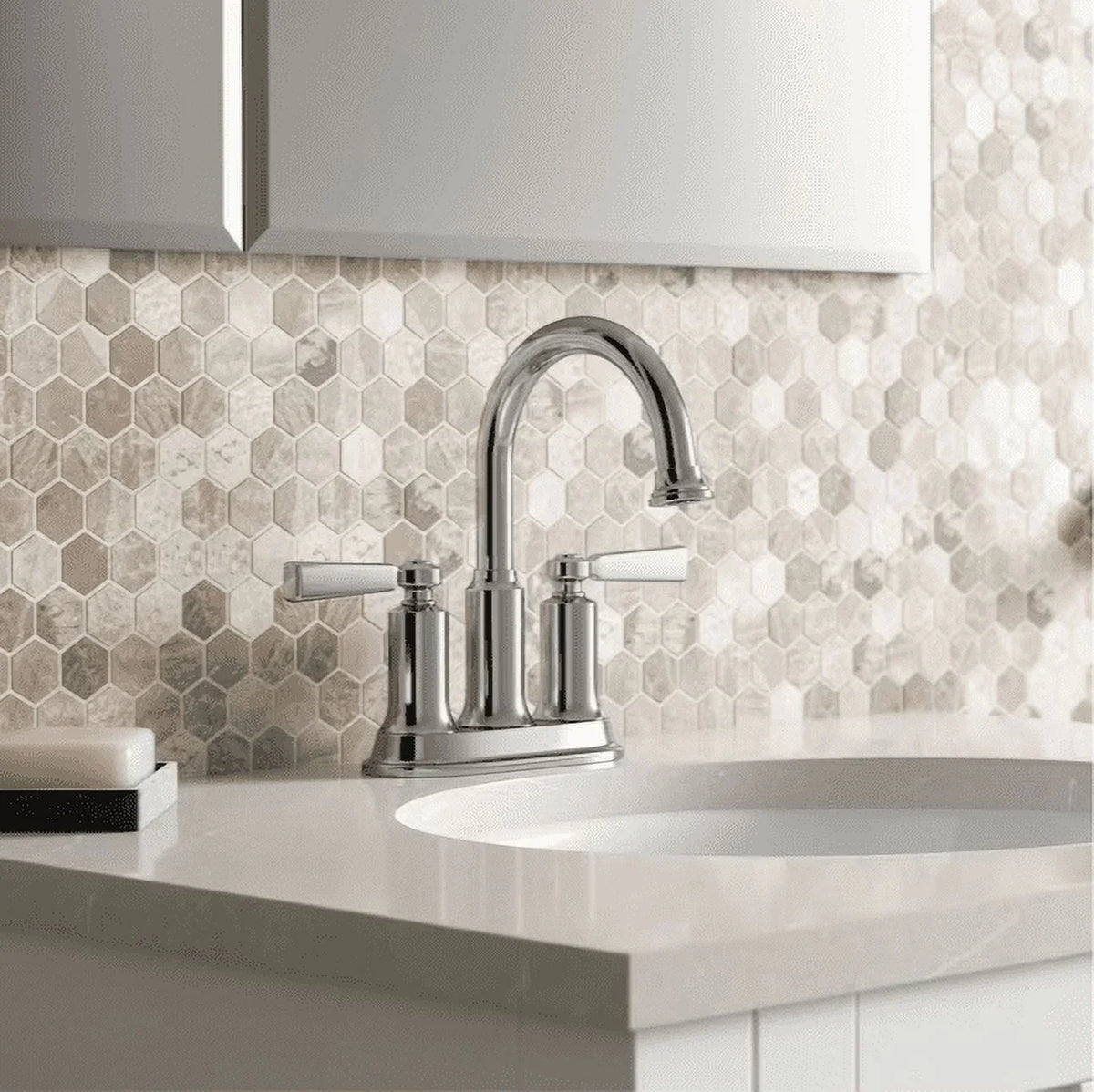 Kohler Sink Aderlee Center-Set Bathroom Polished 1.2GPM Chrome Faucet,
