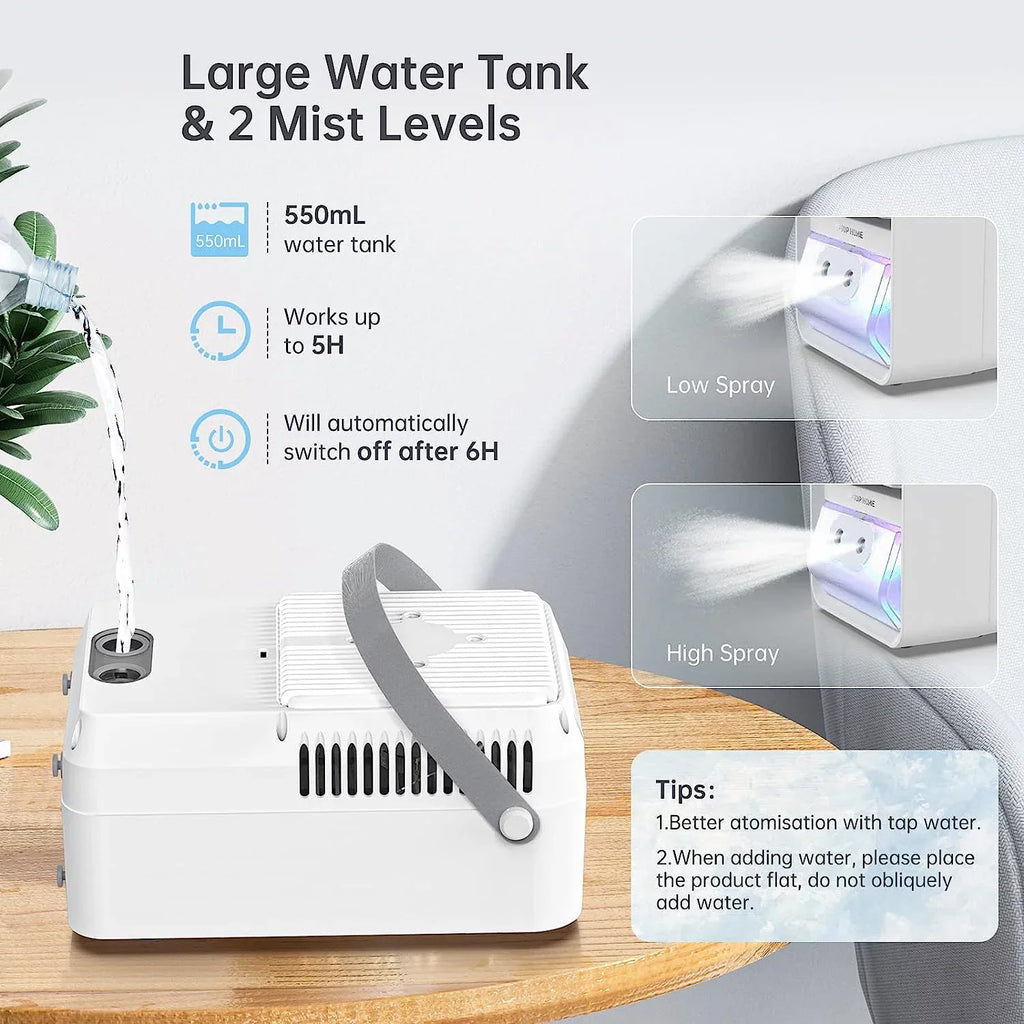 Brano AC Cooler Fan Mini Air Misting Speed Fan with Air Rechargeable, AC Personal Fan Conditioners USB Conditioner , Portable Fan, , Desk Portable Air Blue 3 Portable