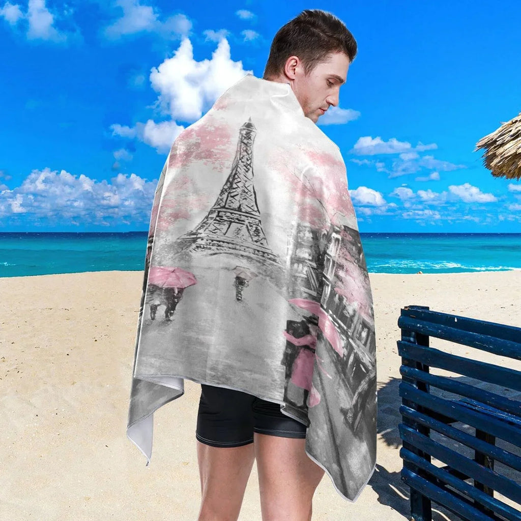 Thin Pool Bestwell Tower Free Blanket, Sand Microfiber Shower Bath Eiffel Paris 30”X60” Dry Lightweight Towel Romantic Oversized Towel Towel Multipurpose Towel, Quick Beach Swim Yoga