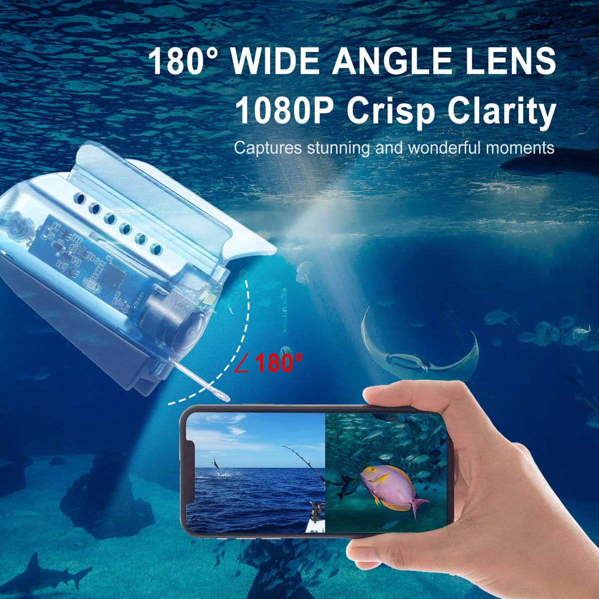 '- Ice for Kayak Boat Live Sea Video Finder Underwater Gofishup 1080P Fishing Dive into Camera Fish Depths with Lake