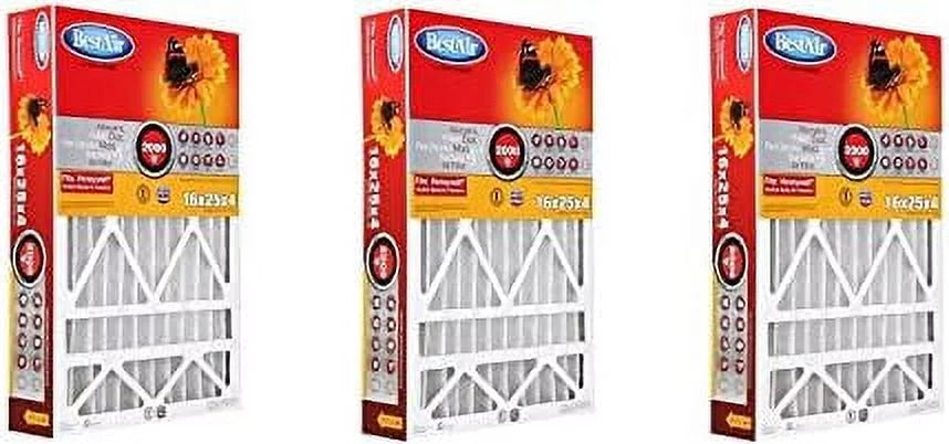 (3-Pack) 25" Replacement, MERV Filter, 4", X Furnace 16" X 11