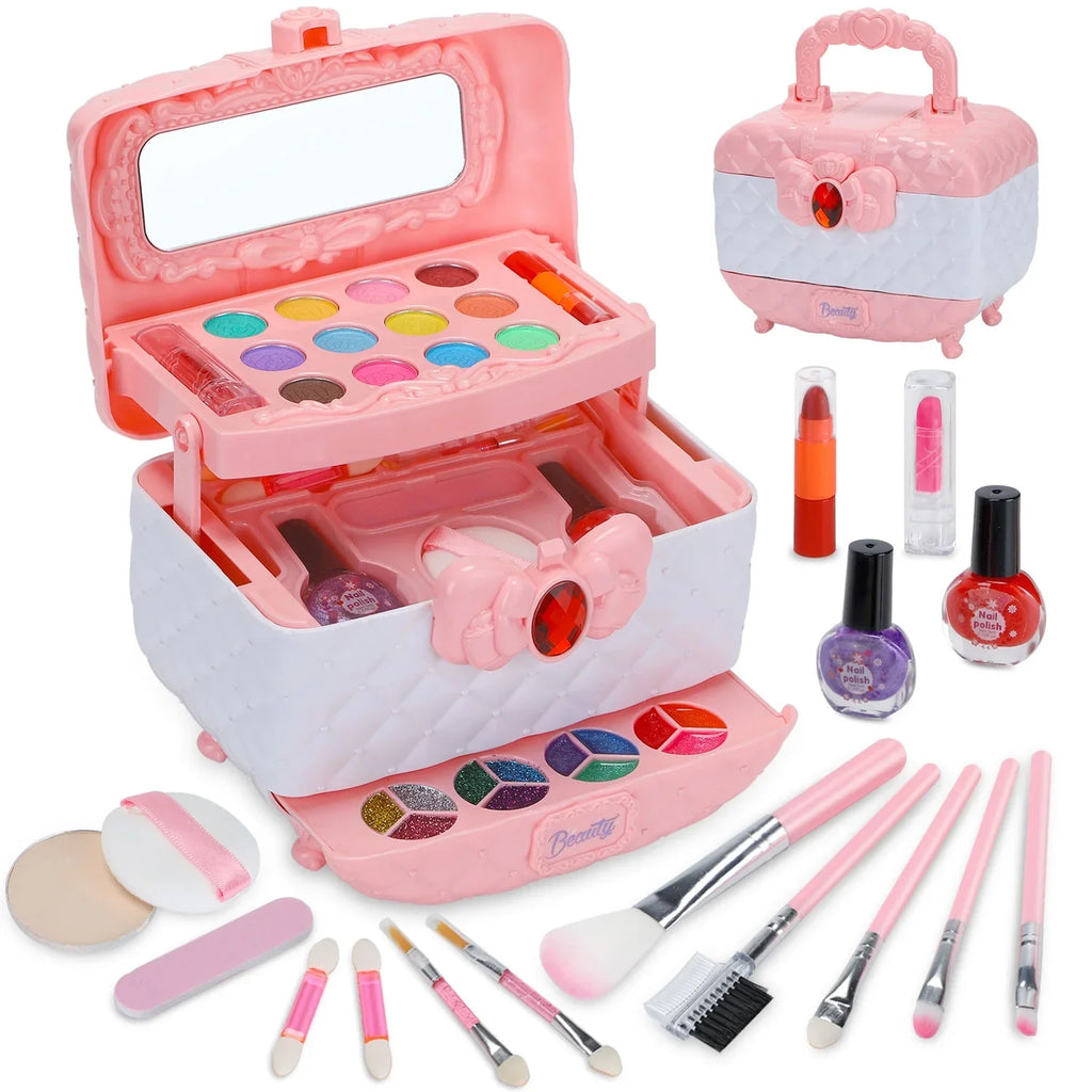 42 Cosmetic Makeup Kids Makeup Christmas Toys Real Non-Toxic WATTNE Frozen Safe Kids Girl Set Kit, Washable for Makeup Birthday (Pink) 3-12 Year Makeup Gift Pcs Girl for Set, & & Kit Old Toddler