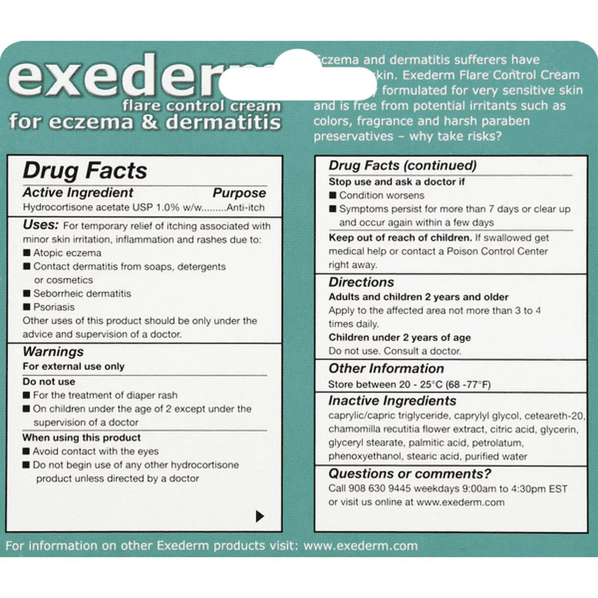 for (Pack of Control 2 & oz Exederm Eczema Dermatitis 3) Flare Cream