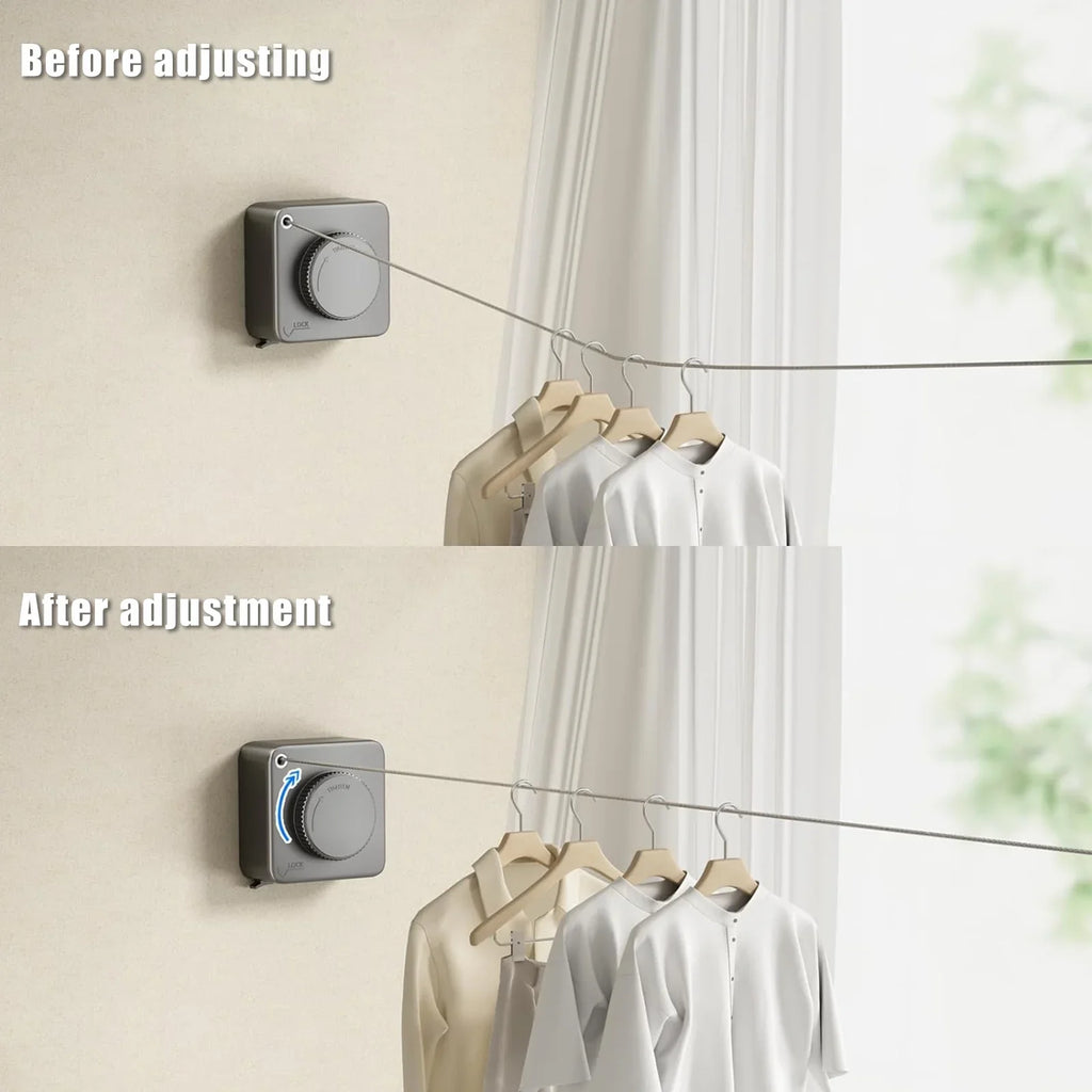 Heavy Gray Drying Retractable - 15.1 Wall Rope Clothesline Steel Retractable Racing Duty Laundry Adjustable Clothesline Indoor, Mounted Clothes Outdoor feet Clothesline Stainless Droop Ryanstar