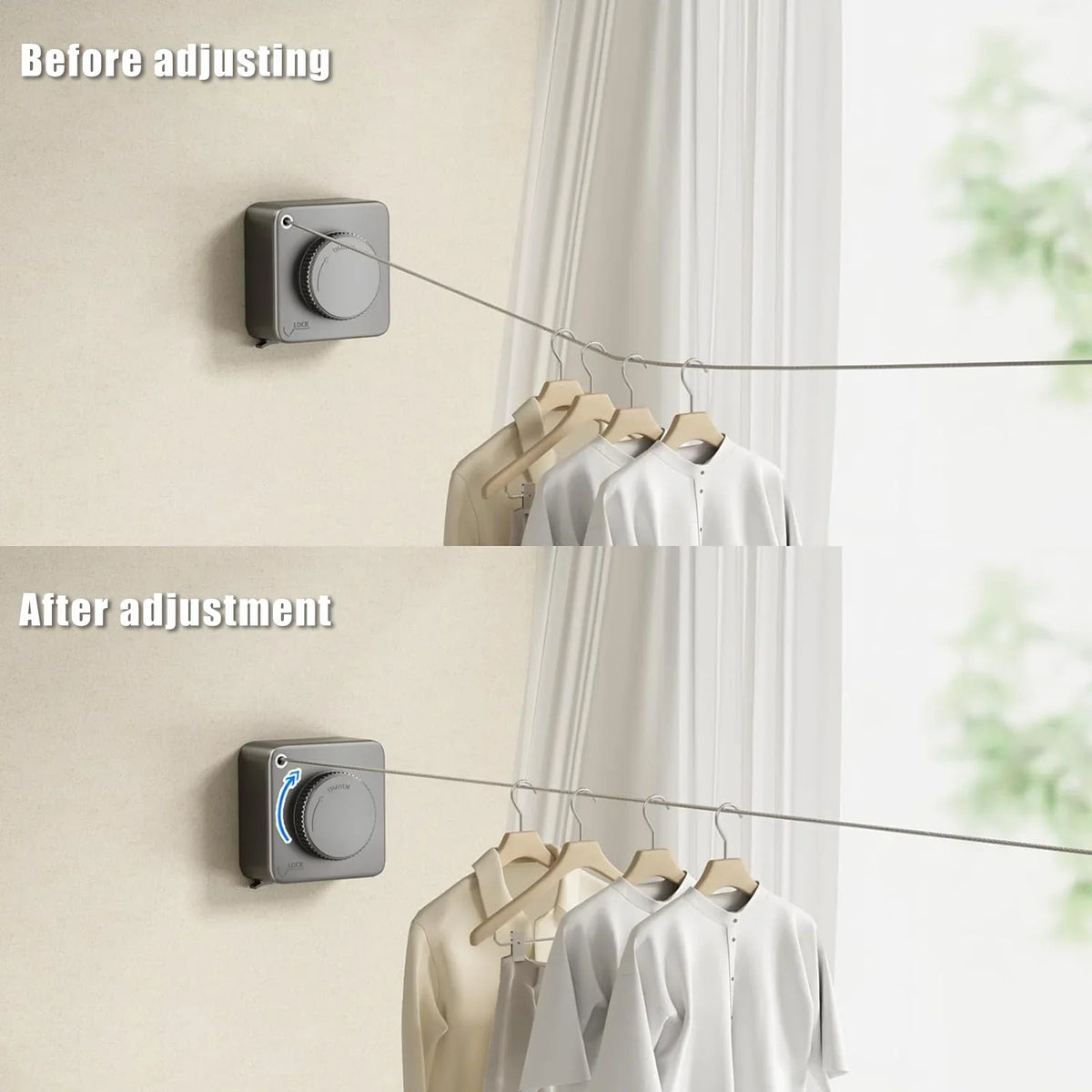 Heavy Gray Drying Retractable - 15.1 Wall Rope Clothesline Steel Retractable Racing Duty Laundry Adjustable Clothesline Indoor, Mounted Clothes Outdoor feet Clothesline Stainless Droop Ryanstar