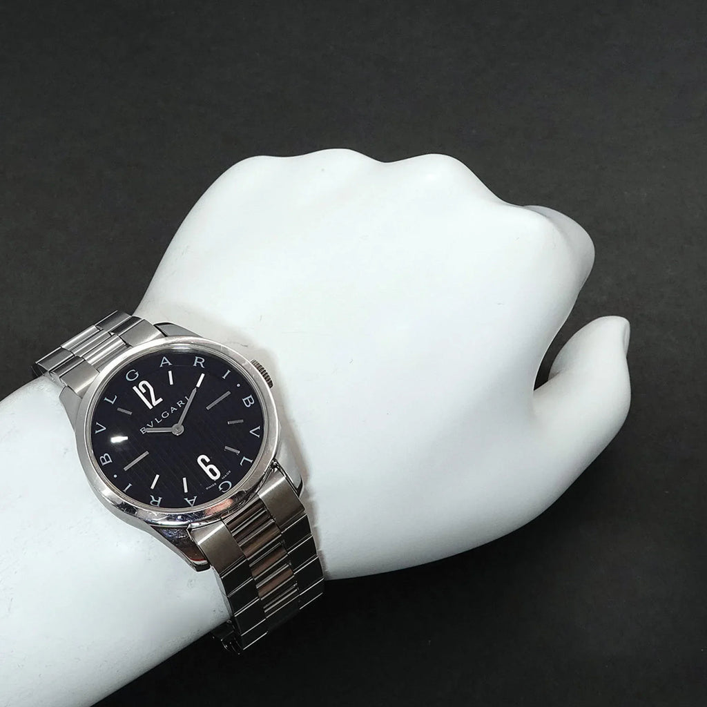 Bulgari ST37S BVLGARI Solotempo Men's Watch Dial (Good) Black Pre-Owned Quartz