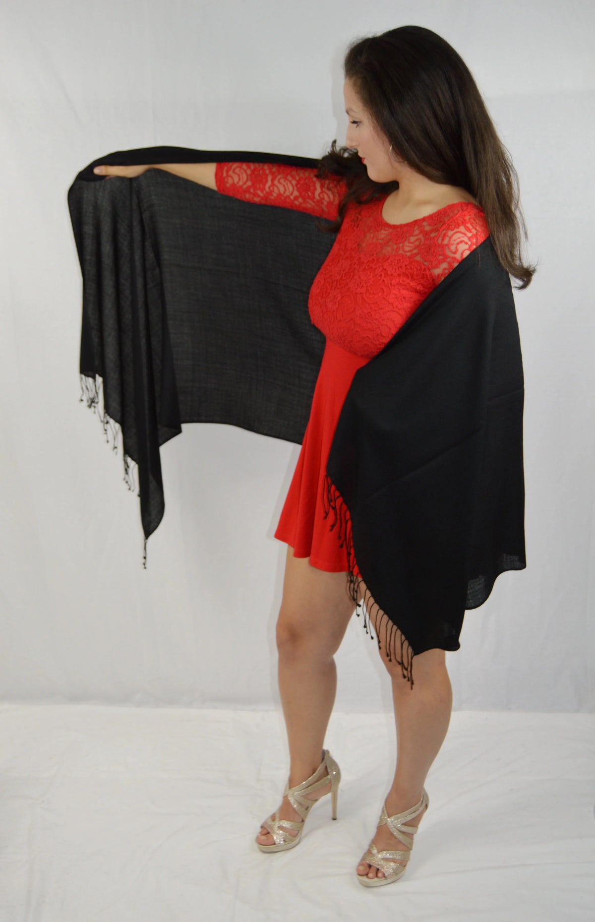 Fancy Pashmina (Black Shawl/Summer Shawl) Regular Shawl/Water Shawl/Pashmina weight Shawl/Evening Shawl/Scarf/Scarves Shawl/Sheer Shawl/Light