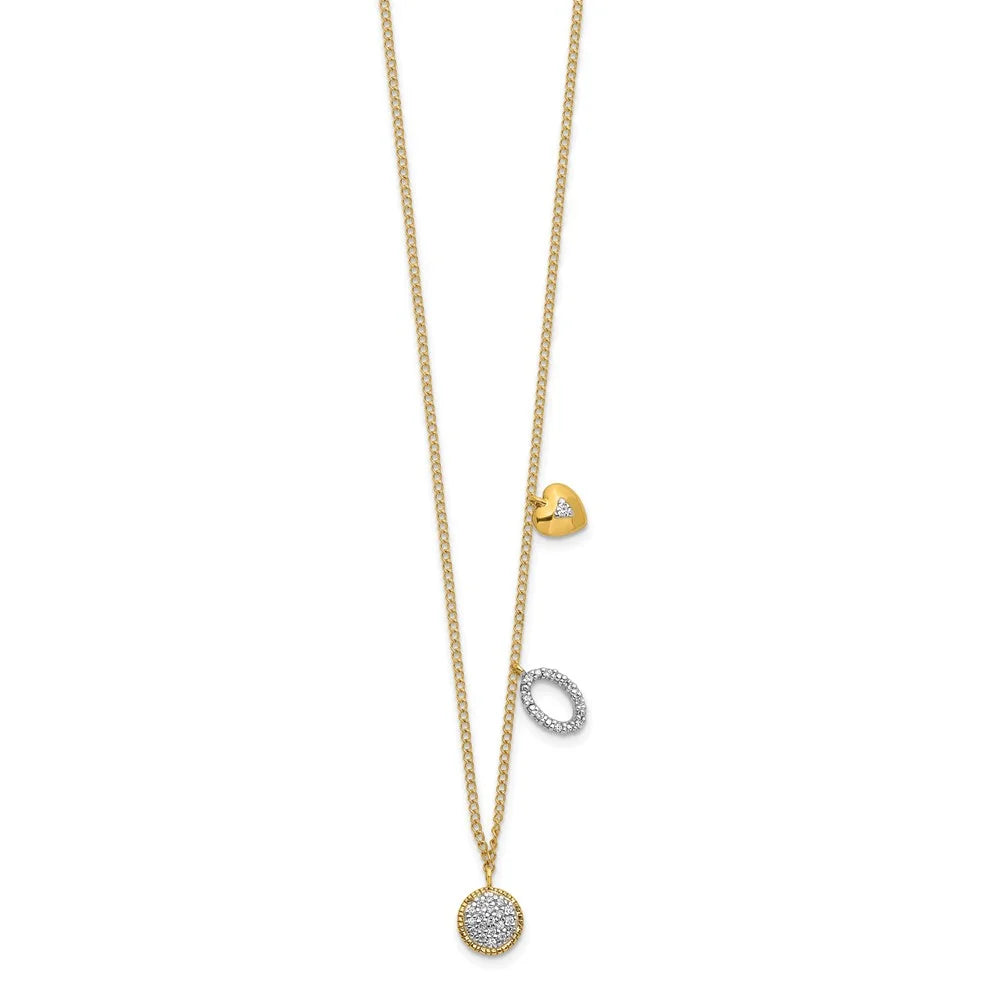 Circle inch Necklace QPM4700-010-YA 18 Diamond and Two 14k Heart