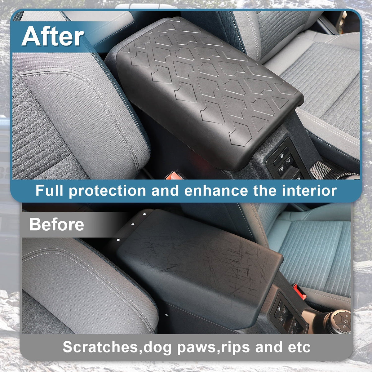 KOLEMO Seat 2/4 Rest Console Compatible Bronco Door Armrest Protector Armrest Cover Accessories,Anti-Scratch for Ford Pad Box Center Cover 2021 Central with 2022 Car