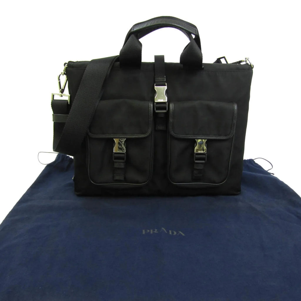Shoulder Leather,Nylon Bag Prada Black Pre-Owned Women,Men (Good)