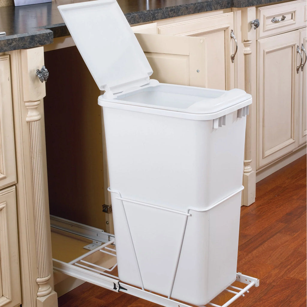 S Rev-A-Shelf Out for White, Pull Sliding Kitchen, Can Trash Qt RV-12PB-50 50