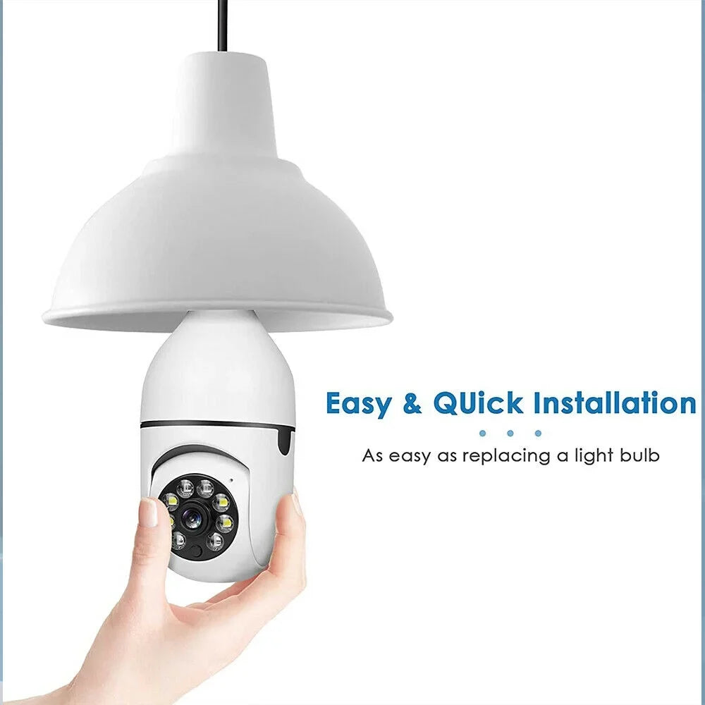 5GHz Surveillance Audio Panoramic Night Motion 360 Two E27 Pack) (2 JahyShow with Detection, Bulb Wireless Home Camera, Viewing, View 1080P Cameras Way Degree Lens, Vision, Light CCTV Remote