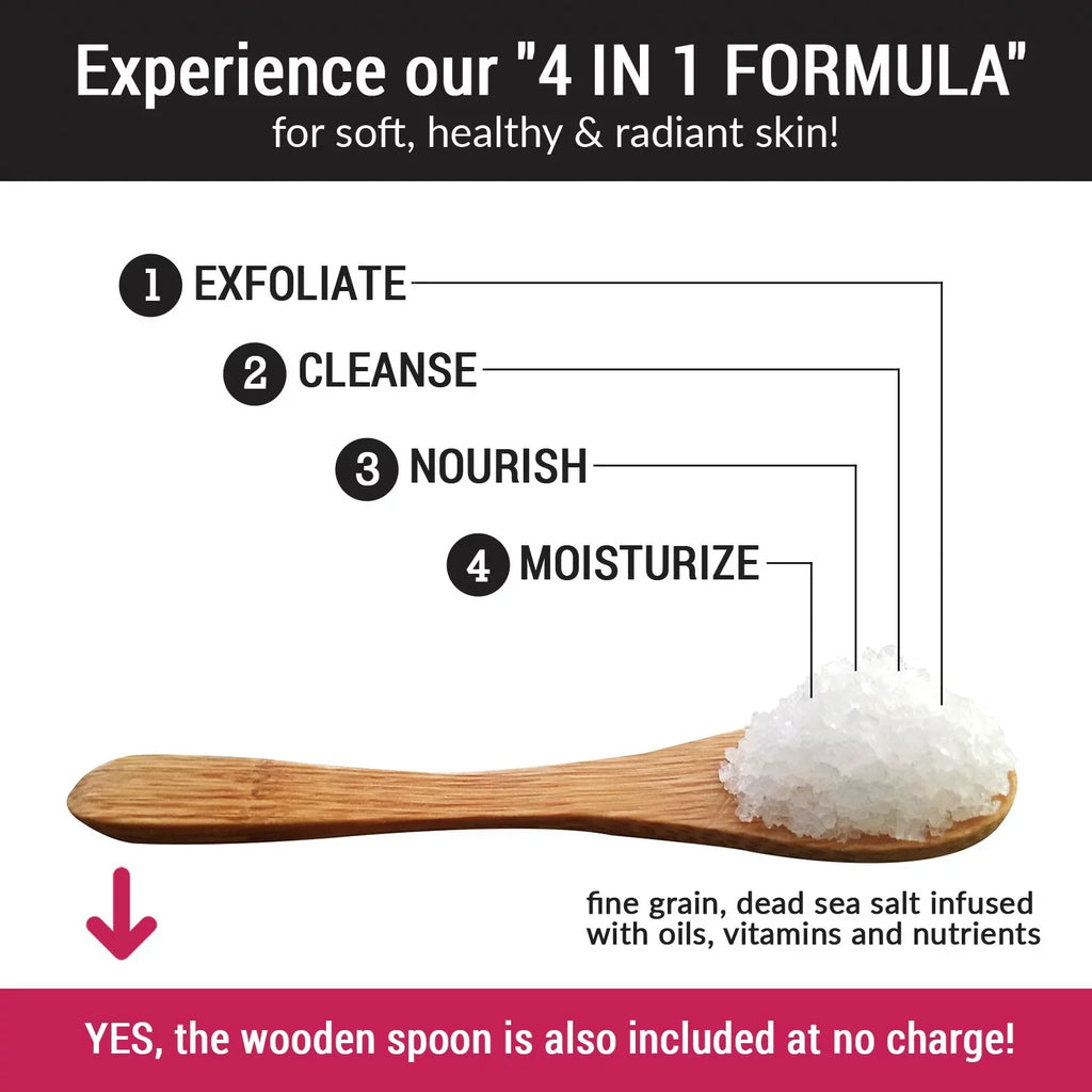 Bar & Wooden Body Spoon, SCRUB Organic Organic 16oz Oils Nutrients Mini Pure Exfoliating + FREE Set Essential Dead Loofah With Soap Scrub pureSCRUBS VANILLA & - BODY Large Salt Infused - Sea Premium