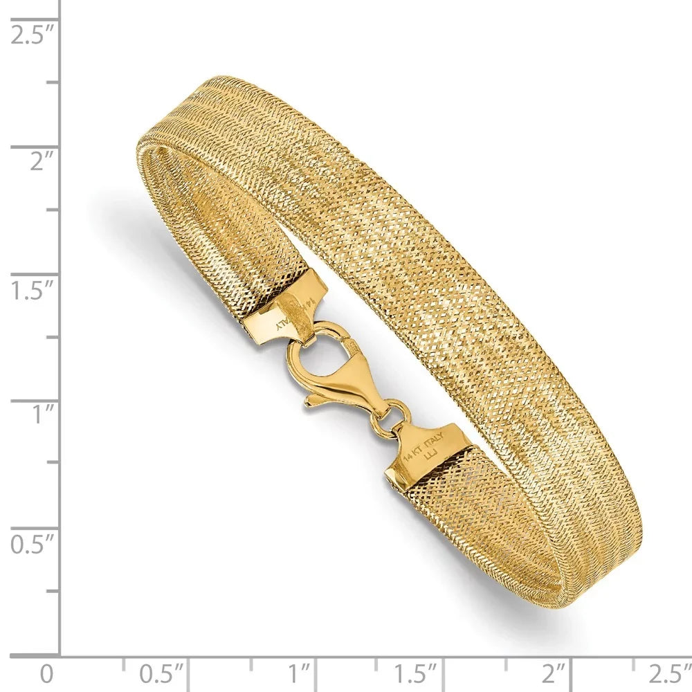 Leslie's inch; for (Fancy) Polished Gold and Clasp; Men and Teens; Bracelet; Adults Women 7.25 Mesh Real for Lobster Yellow 14kt