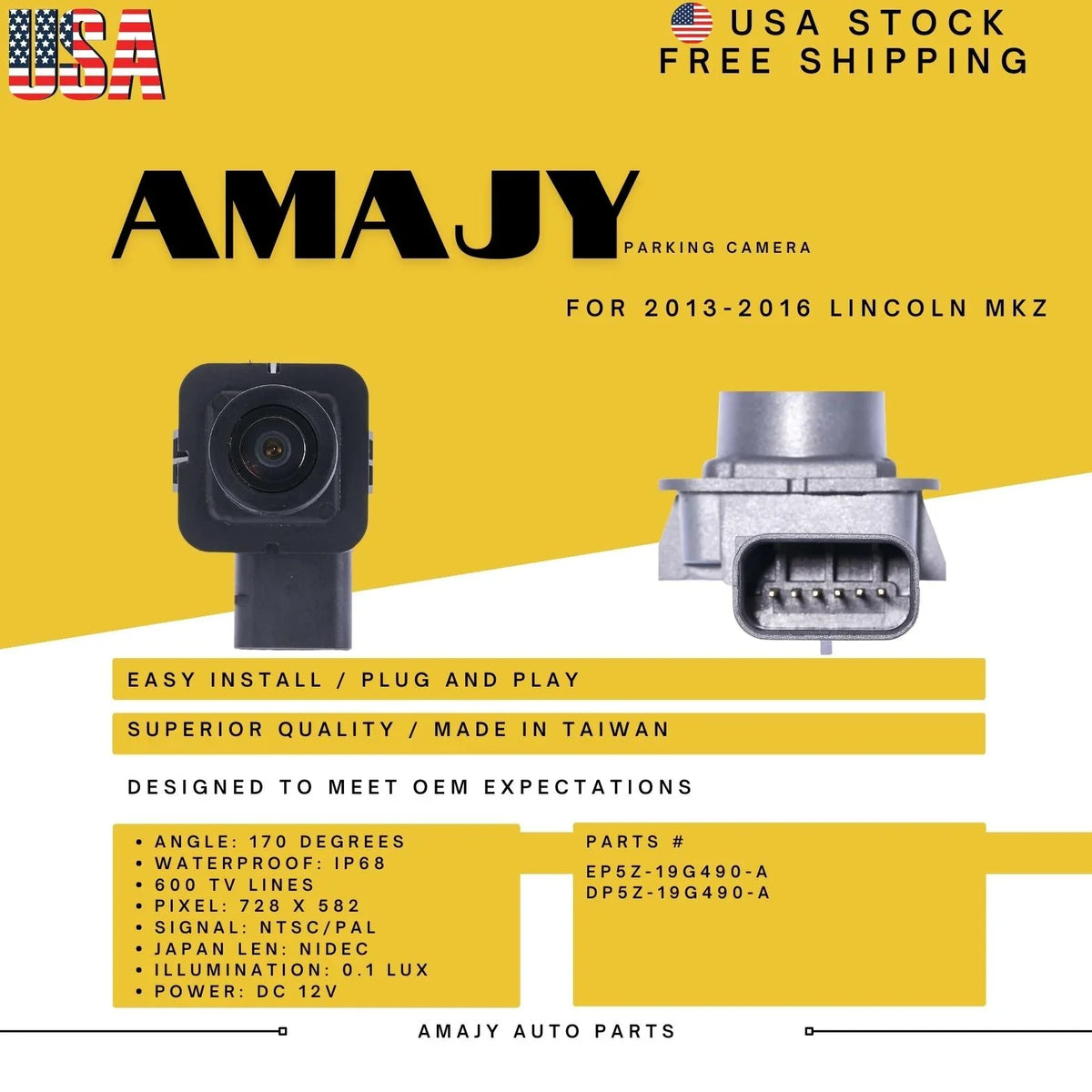 Lincoln Camera DP5Z-19G490-A EP5Z-19G490-A Replaces Backup for 13-16 MKZ