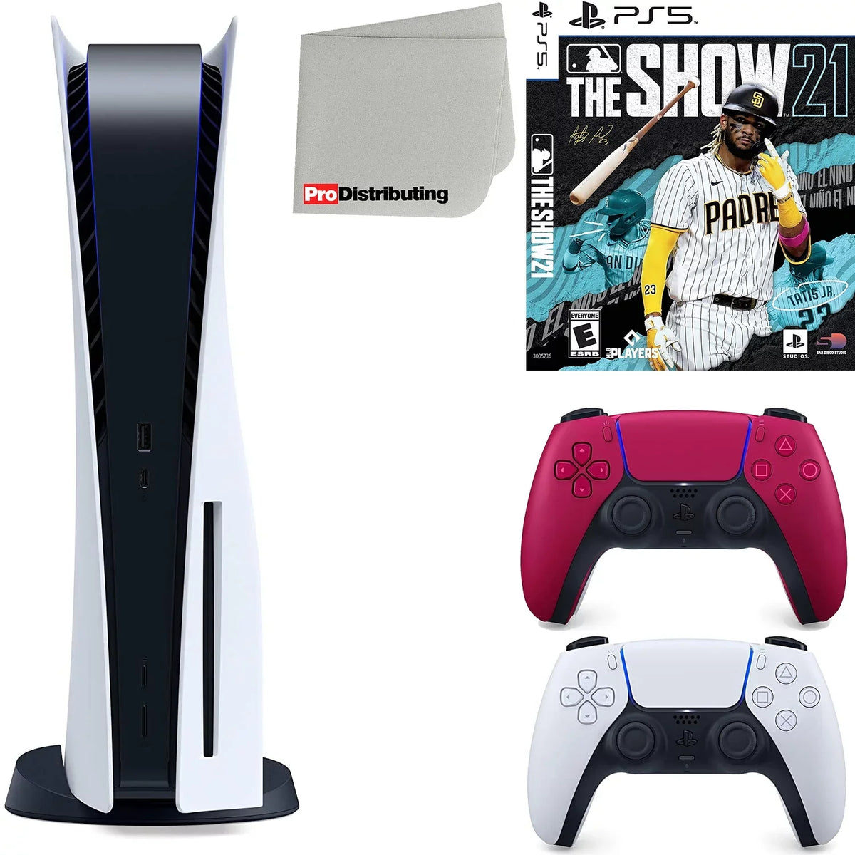 (Sony Playstation Red Disc Controller, with Bundle 5 21 Show The PS5 Version and Cosmic MLB Disc) Microfiber Sony Cloth Extra Cleaning